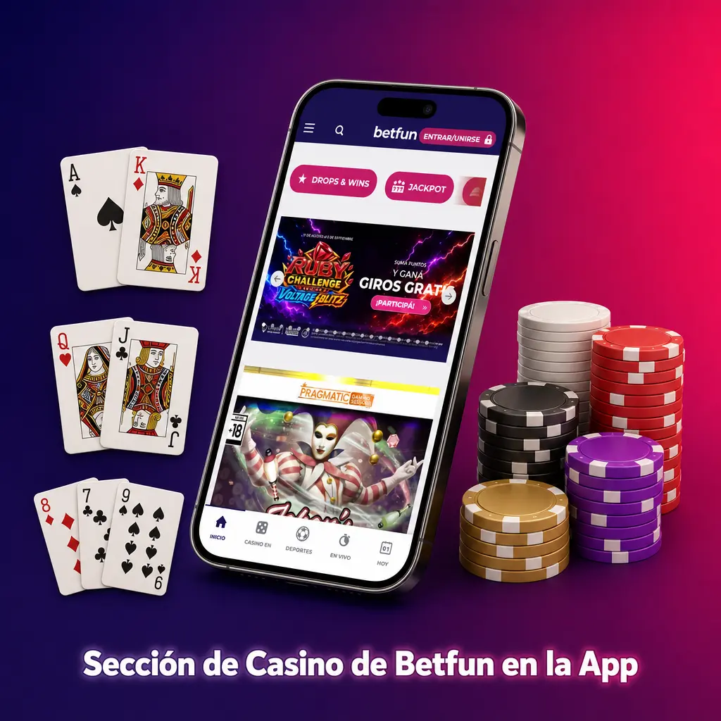 Sección de Casino de Betfun en la App
