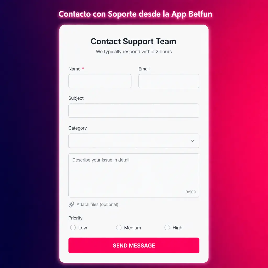 Contacto con Soporte desde la App Betfun